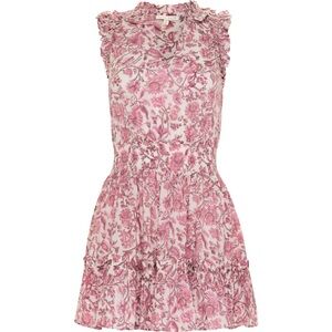 ANNA CATE Morgan Dress Pink Floral Ruffle Mini Dress Tiered Women's Medium